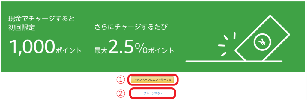 Amazon チャージキャンペーンの参加手順